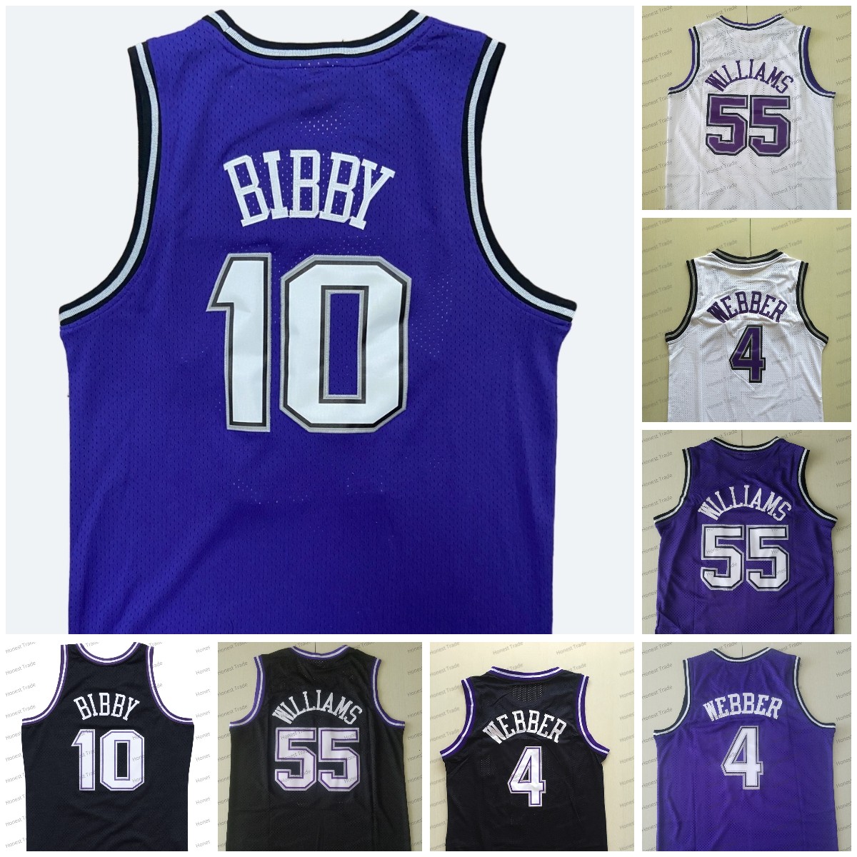 

Men Basketball Jersey 4 Chirs Webber purple 10 Mike Bibby White Black Stitched Mens Jerseys, Men jersey