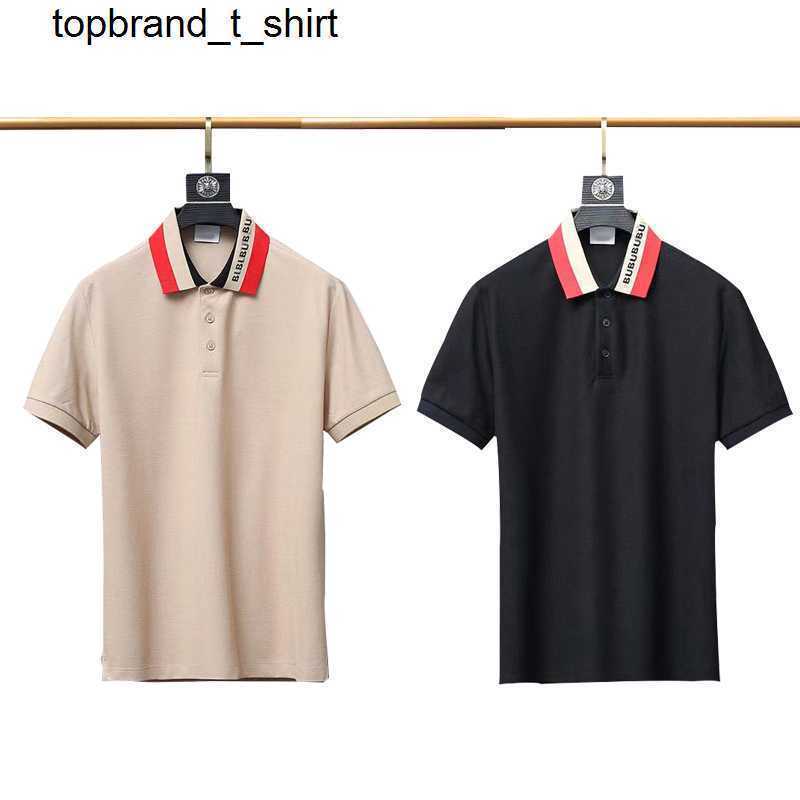 Men's T-Shirts Men POLO shirts burbrerys Mens polos shirt designer fashion black white stripe stand collar pullover cotton embroidery tshirt