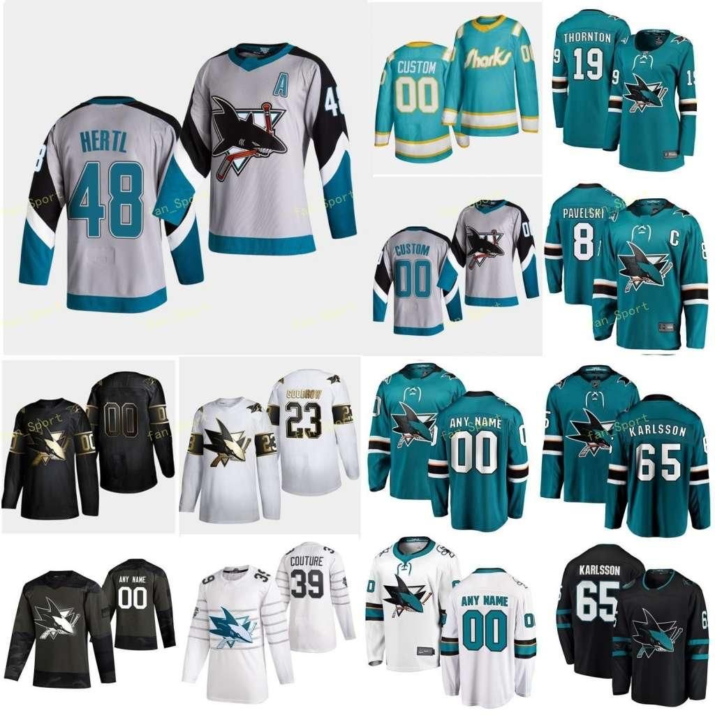 

College wear Hockey San Jose Sharks 2021 Reverse Retro Jersey Gambrell Dylan Hertl Tomas Jones Martin Kane Evander Karlsson Erik Labanc Kevi, Mens teal home