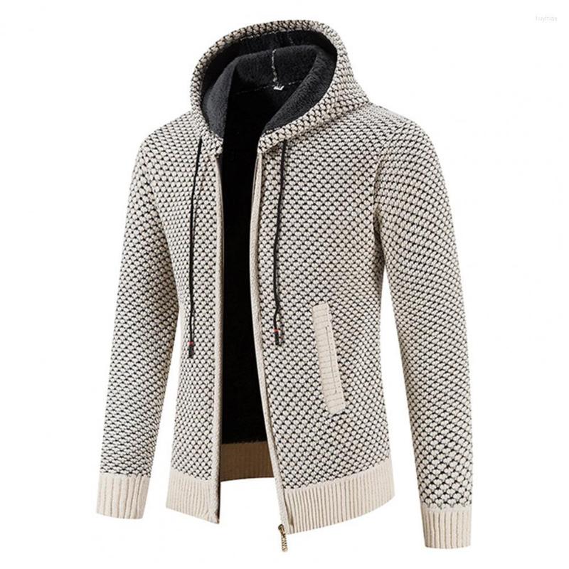 

Men's Sweaters Autumn Sweater Coat Elastic Winter Jacket Stretchy Hooded Stylish Zip Up Thermal Soft, Black