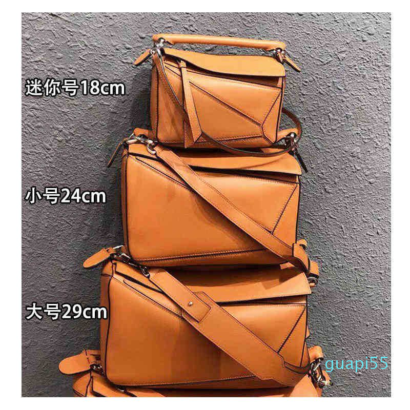 

Designer Bags Loew's Bag Mini Geometric Puzzle Leather Pillow Handbag Single Shoulder Messenger Women's Classic Brand Luxury, Caramel large litchi pattern (with box s