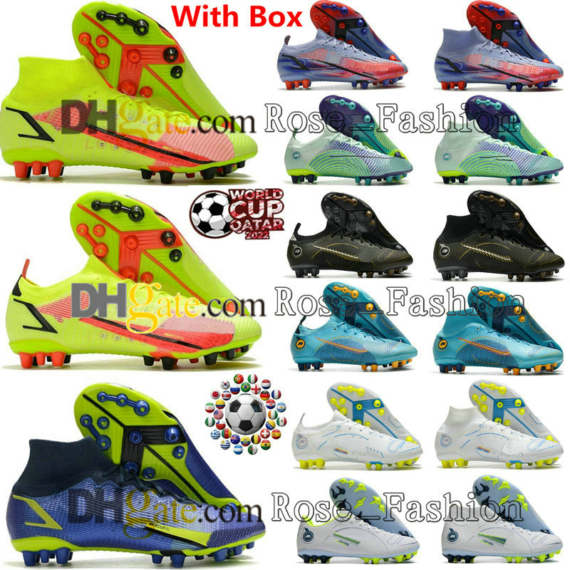 

2022 World Cup Soccer Shoes Mercurial Vapores 14 Elite AG Dynamic Black Photo Blue Turquoise Lime Glow Men Shoe Cleats boots Mens Athletics Trainers Women wmns GS Boot, Color no. 006