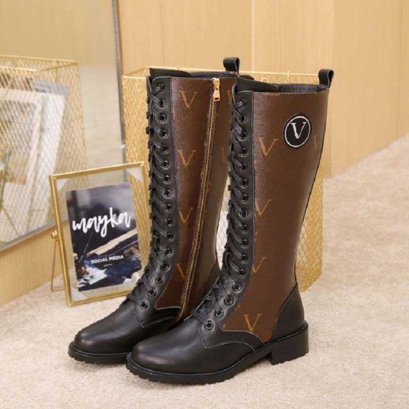 

Designer Luxury Women Boot Martin Boots Ankle Booties Autumn Winter Classic Knee Boots Zip Half Shoes Leather Knight Thigh-High, #10