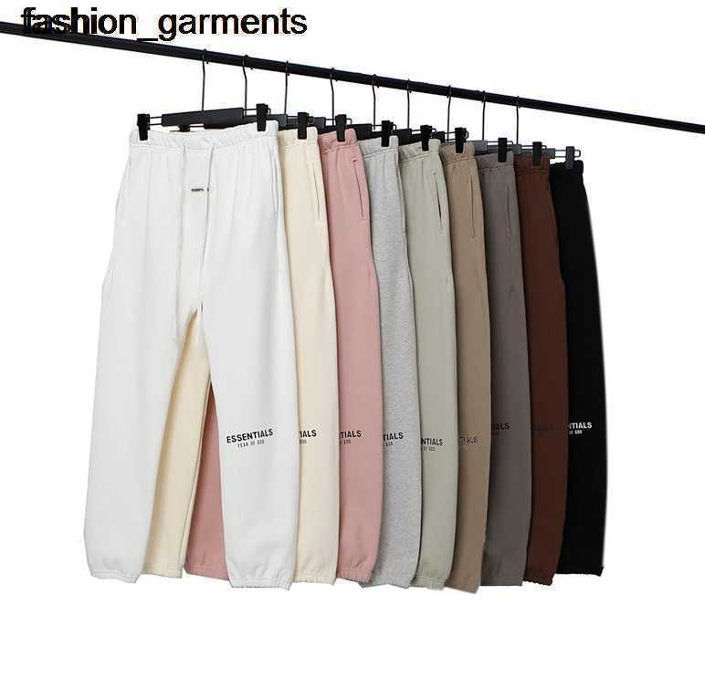 

designer new double thread essential reflective letter Plush pants loose sweatpants men, Beige