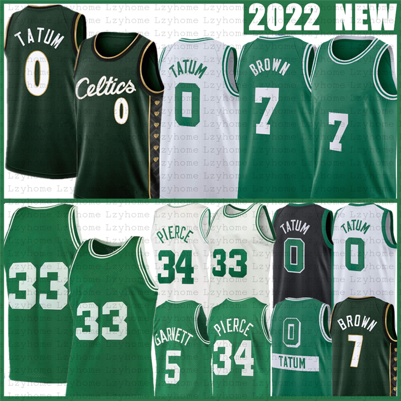 

Jayson Tatum Jaylen Brown Basketball Jerseys Marcus Smart Kevin Garnett Paul Pierce Bostons Celtices Ray Allen White 2022 2023 City Shirt, Mens