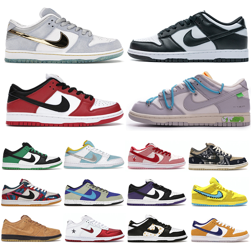 A9 Top Version DunkSB Low Hight Pantoufles Chaussures Sneaker En Cuir Avec Boîte Hommes Femmes Beaucoup De Couleur Noir Blanc Rouge DIX