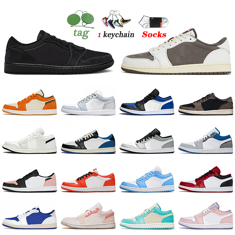 

Retros Cactus Jack Black Phantom Basketball Shoes Jumpman 1 Low 1s Reverse Mocha Fragment Olive Tear Away Silver UNC True Blue Women Mens, B19 unc 36-46