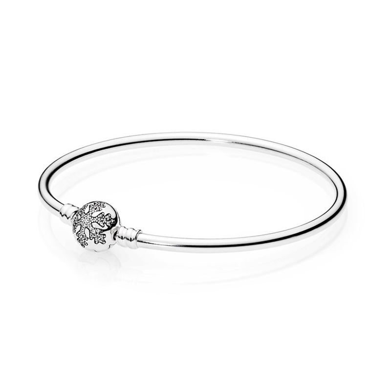 Snowflake Clasp Bangle Bracelet 100% 925 Sterling Silver Luxurious Bracelets Women Girlfriend Gift Wedding Party Jewelry Charm bracelet with Reta