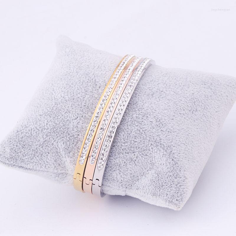 

Bangle Sale 3 Colors Fashion Jewelry Titanium Steel Charm Bracelet Crystals From Swarovskis For Women Wedding