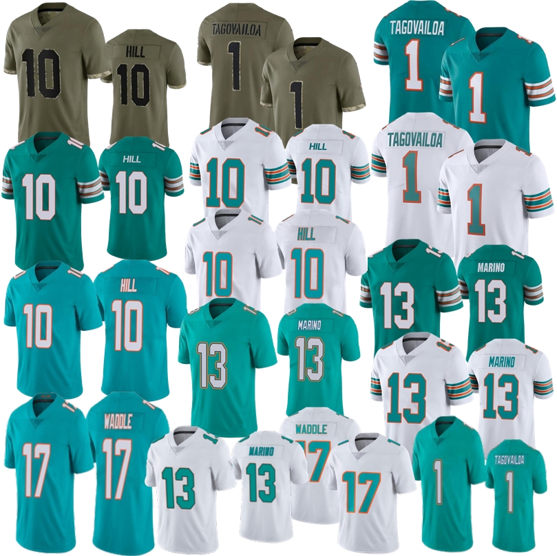 

Men 10 Tyreek Hill football jerseys 13 Dan Marino 17 Jaylen Waddle 1 Tua Tagovailoa Jersey