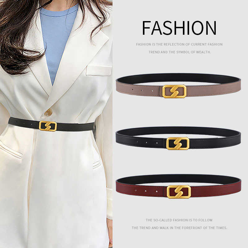 

Luxury Ladies Leather Belt Fashion Versatile Young Women's Dress Jeans Sweater Waistband Belts Multiple Color Wholesale, As pic