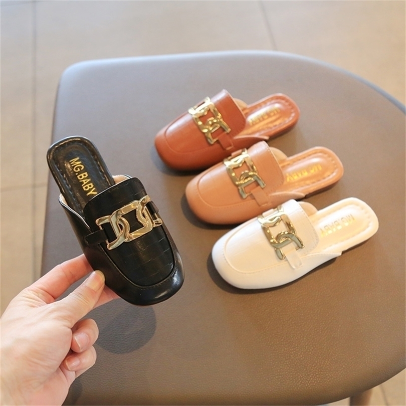 

Sandal Mode Anak Perempuan Sepatu Putri Lembut Karet Anti Selip Kulit Pu Solid Lebar Anakanak Musim Panas Baru Pantai 220611, Brown 1