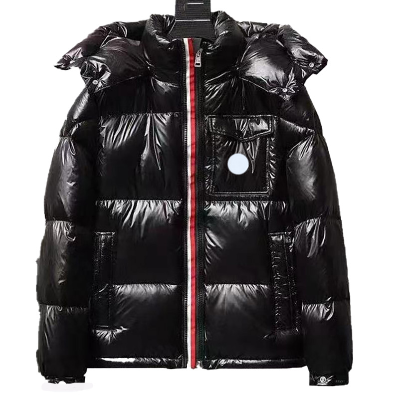 

Maya Designer men Down Parkas Embroidered Badge Women's Tricolor Stripe Stand Collar Hooded Bread Coat Couple's Bright Removable Hat Thickened Warm Coat Top, Supplement (not shipped separately)