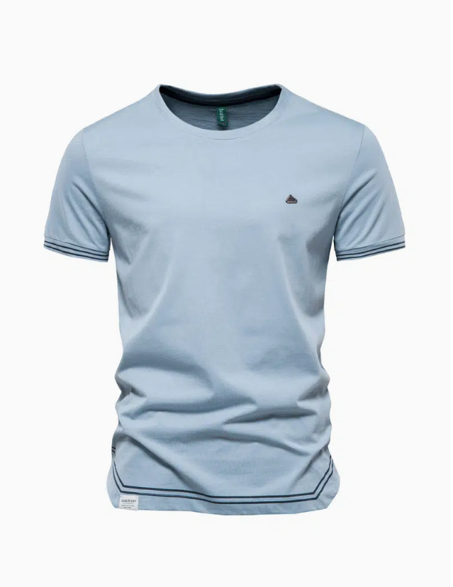 

Men's T-shirts Solid Color Cotton Round Neck Length Short Sleeve, Light blue