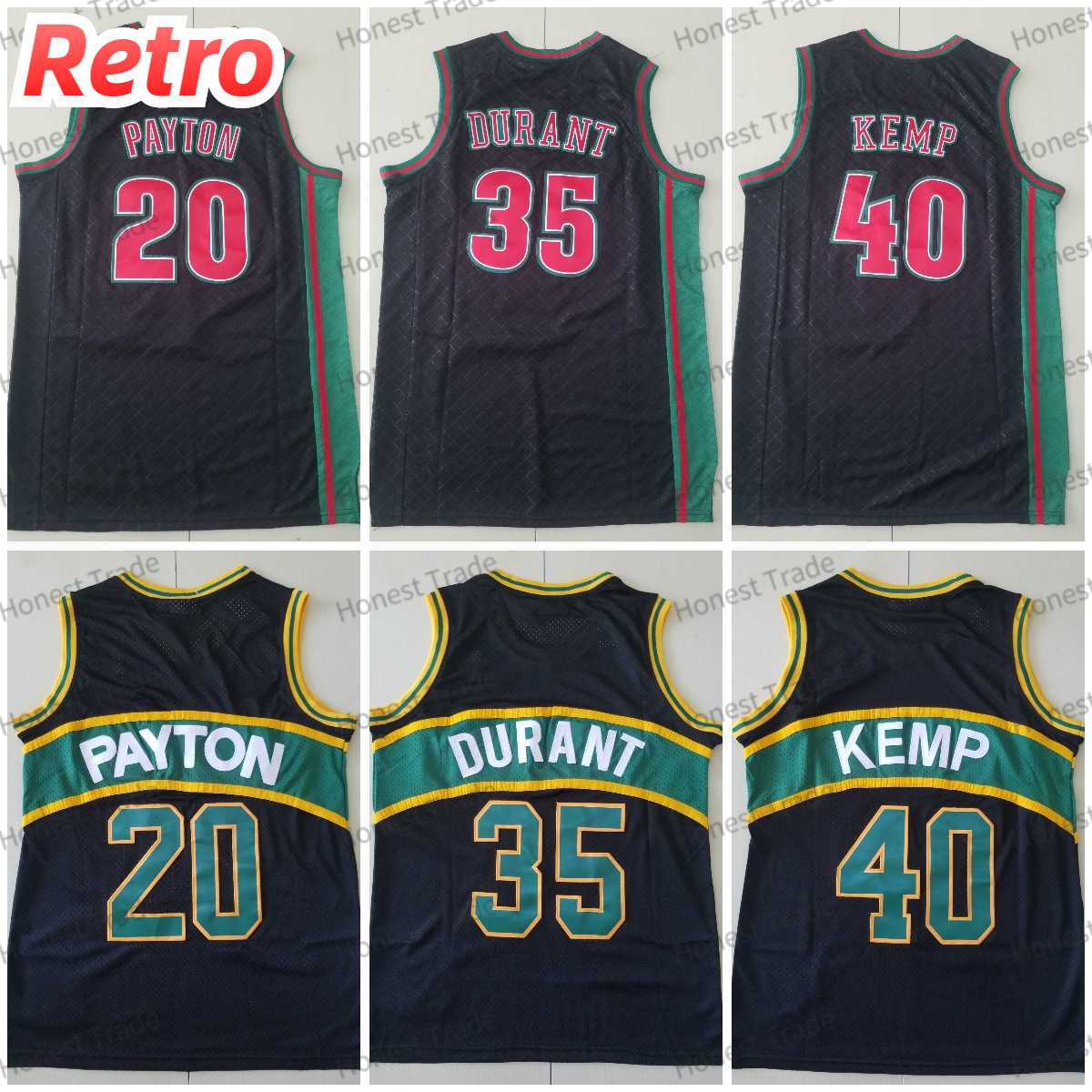 

Men 40 Shawn Kemp Basketball Jersey 20 Gary Payton 35 Durant Black 2007-08 1995-96 M&N Stitched Mens Jerseys Vintage, Men jersey