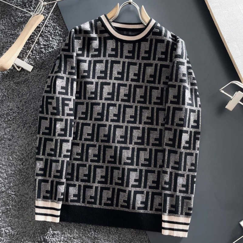 

Winter Mens Sweater fd Designer Sweaters Double F Embroidery Knitted Pullover Coat men women Hip Hop Loose hoodie, Fen-2