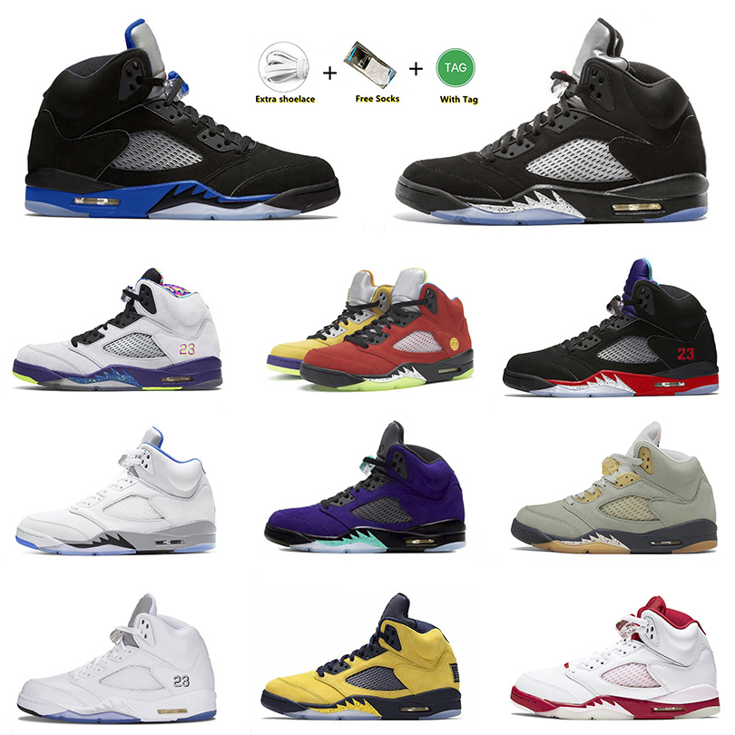 

Jumpman 5 Basketball Shoes Racer Blue 5s Top 3 Jade Horizon What The Alternate Bel Michigan Metallic Silver Hyper Royal Fire Red, Box