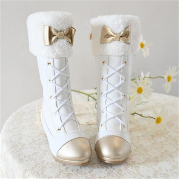 

Girls' Boots 2022 Autumn and Winter New Fashion Bow Martin Boots Little Girl High Boots Princess Leather Shoes White Pink 2 Color Children's High Heels