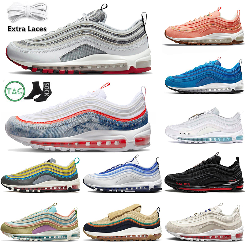 

Sean Wotherspoon 97 running shoes OG classic men women 97og worldwide pack washed denim black triple white 97s MSCHF x INRI Jesus trainers bullet sports sneakers, A#34 36-45 worldwide black