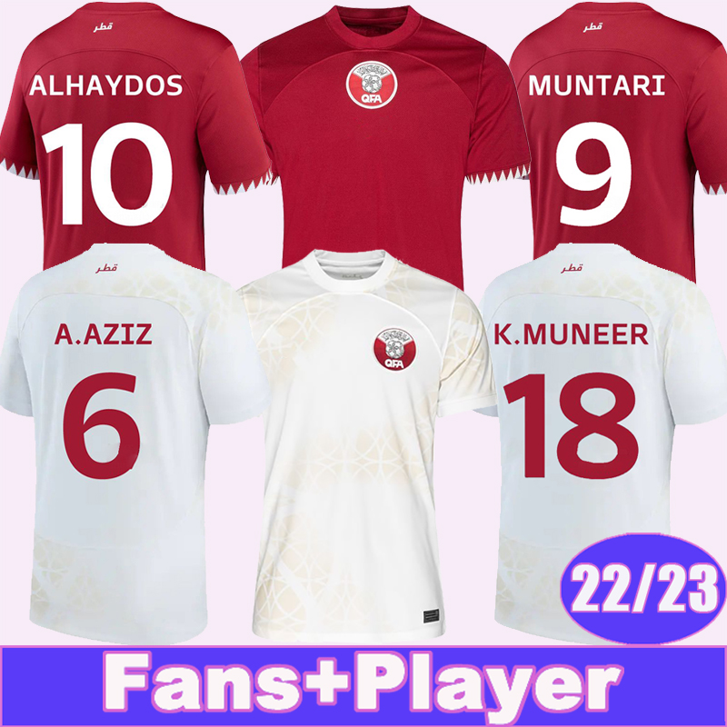 

22 23 Qatar MUNTARI Mens Soccer Jerseys Player Version National Team AFIF ALHAYDOS ALAAELDIN ABDELKARIM BOUALEM Home Away Football Shirts Short Sleeve Uniform, Qm10234 22 23 home f..a world patch