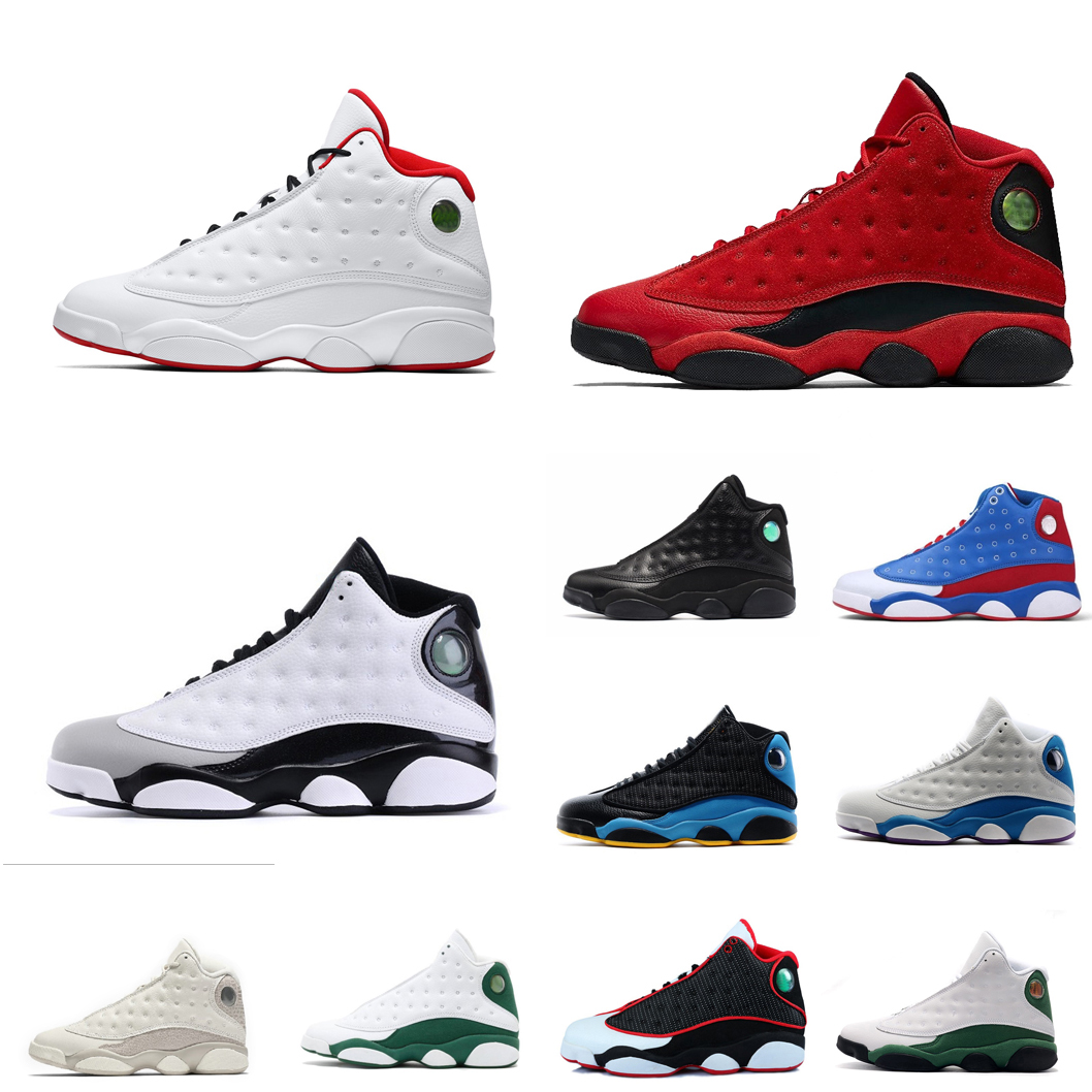 

Retro mens jumpman 13 xiii basketball shoes 13s sneakers Black Red Bred Valentines day White Grey CNY USA james lebron 20 xx tennis with box, White red