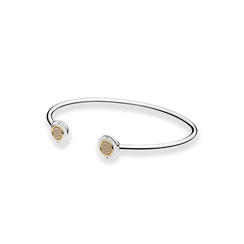 Golden Disc Open Bangle Bracelet 925 Sterling Silver Luxurious Bracelets Women Girlfriend Gift Wedding Party Jewelry Diamond Cuff bracelet with R