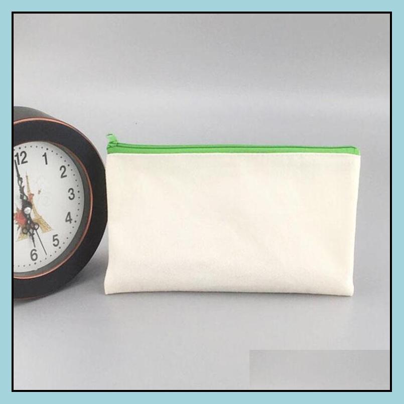 

Pencil Bags Sublimation Blank Cosmetic Bags Canvas Zipper Pencil Cases Customized Women Makeup Bag Fashion Handbag Pouchs Drop Deliv Dhwej
