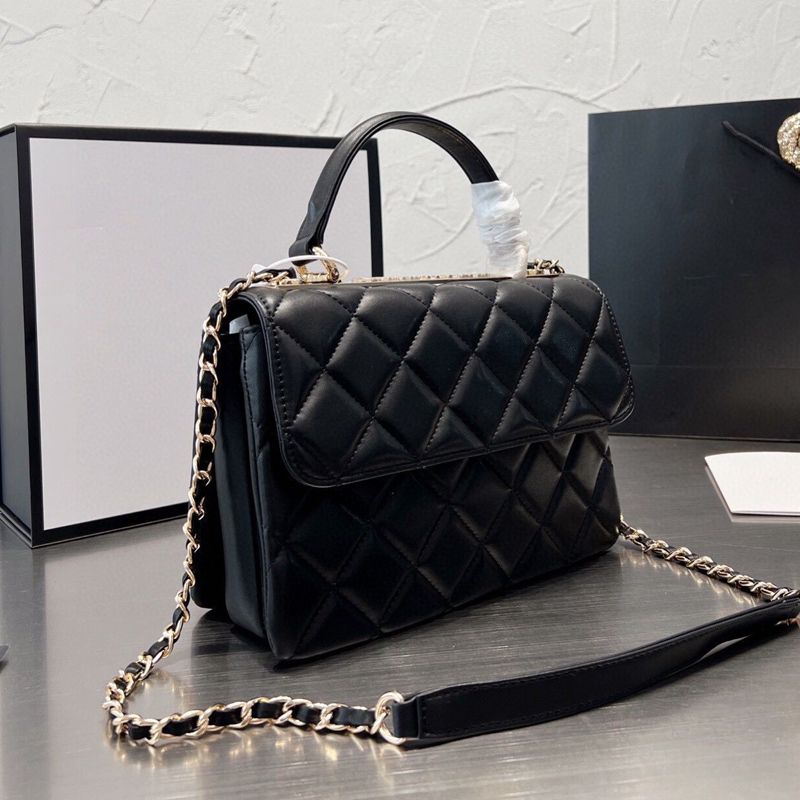 New Fashion Leather Shoulder Bags Luxury Lambskin Purse Designer Handbag retro style handle Metal sheets Chain Cross Body Diamond Lattice Women Bag