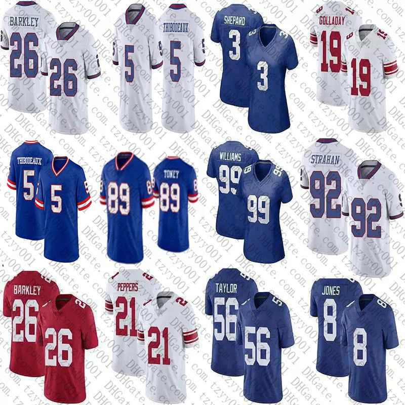 

Saquon Barkley Kayvon Thibodeaux Daniel Jones Custom Football Jerseys 17 WanDale Robinson 29 Xavier McKinney Dexter Lawrence Taylor Michael Strahan Eli Manning, Mens