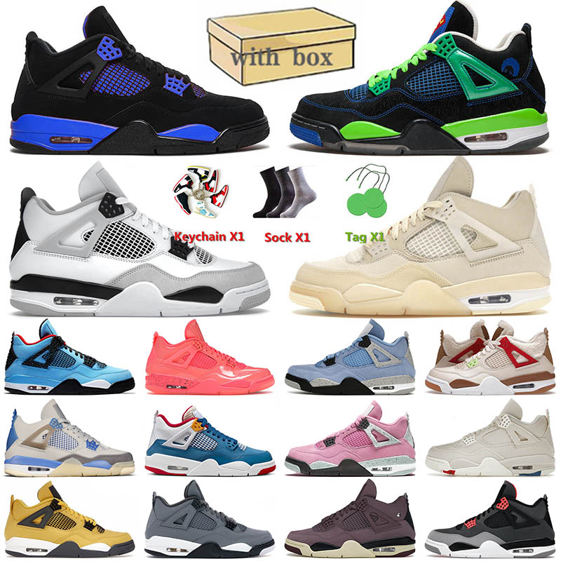 

With Box Jumpman 4 4s Basketball Shoes IV Blue Thunder Sail Military Black Cat Doernbecher Mens Women Sneakers, D5 40-47