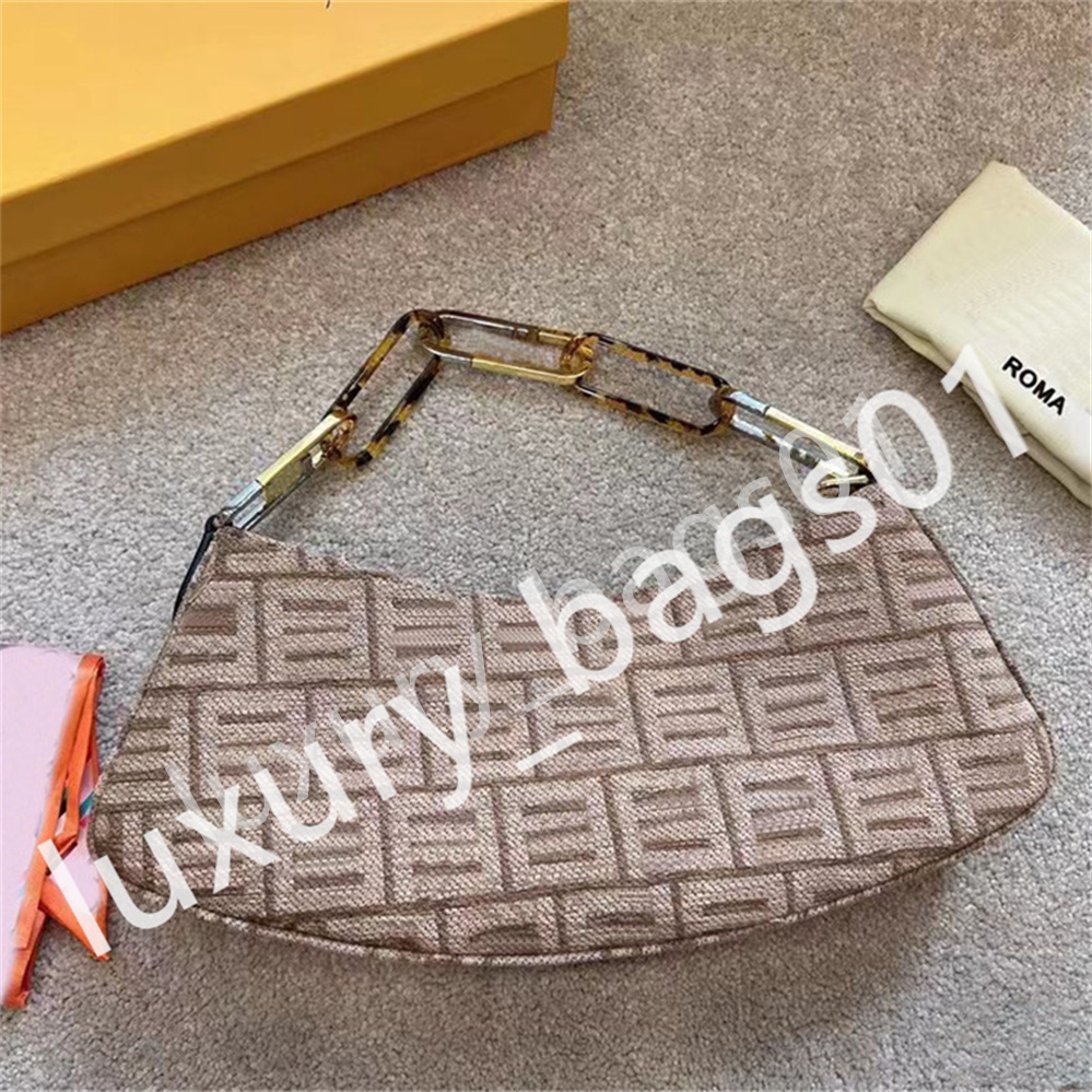 

2023 Canvas Baguette Shoulder Sling Bags with Letter Embroidery Tote Women Medium Designer Underarm Flap Handbags Brown Mini Small