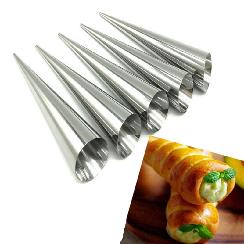 

Stainless Steel Baking Cones Horn Pastry Roll Cake Tools Spiral Baked Croissants Tubes Cookie Dessert Tool 1223361