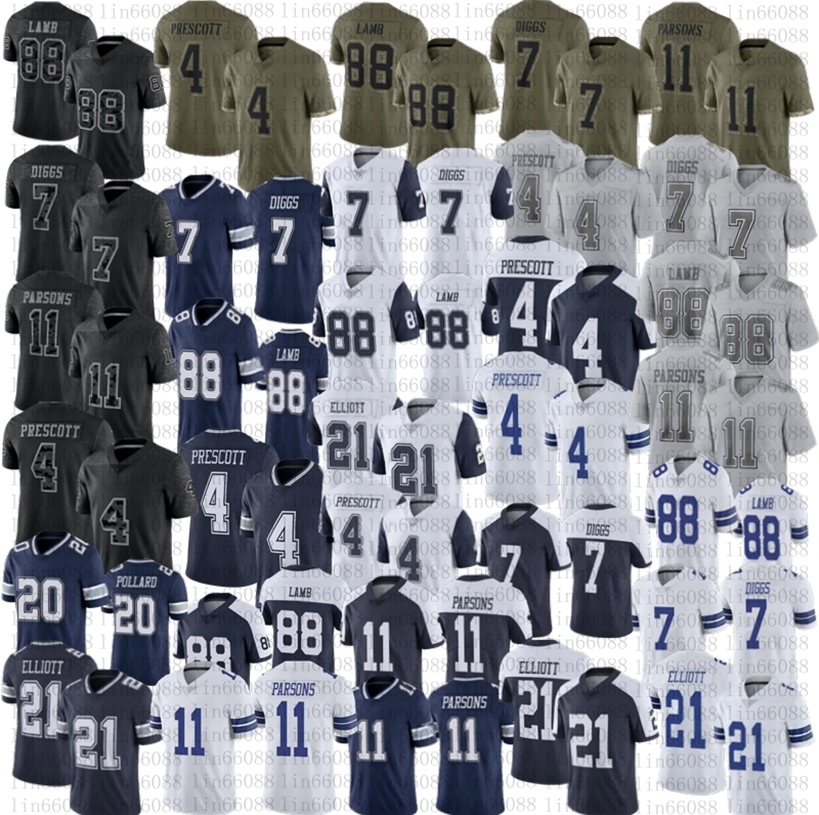 

Men Women Youth 11 Micah Parsons Football jersey Cowboyes 88 CeeDee Lamb Dak Prescott 21 Ezekiel Elliott Pollard Trevon Diggs jersey stitched