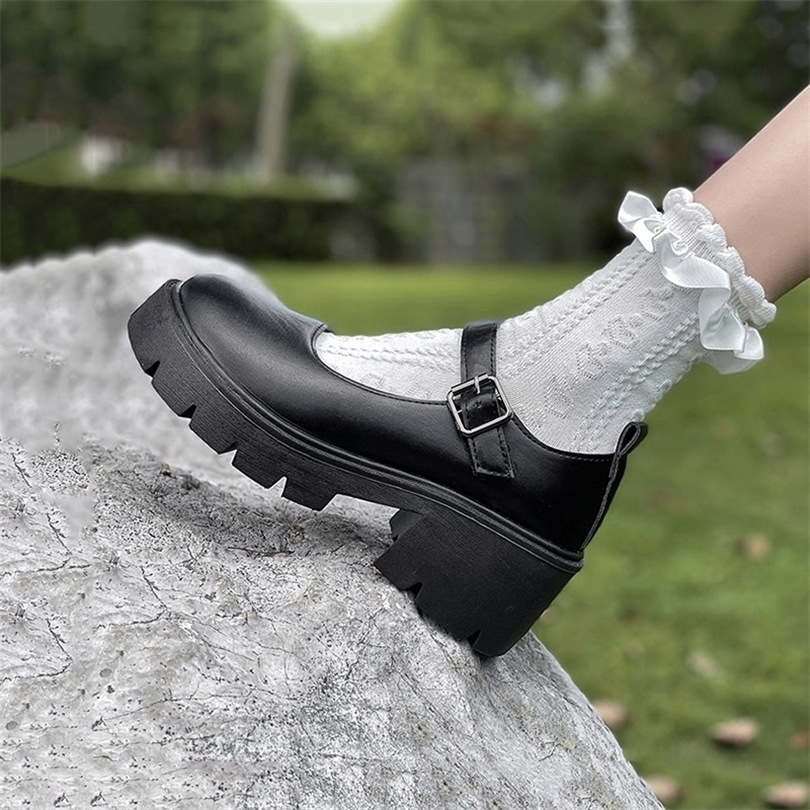 

Sepatu Mary Jane Lolita Putih Sepatu Hak Platform Cosplay Wanita Sepatu Vintage Kulit Kecil Wanita Pompa Tumit Chunky 220614, Creamy-white