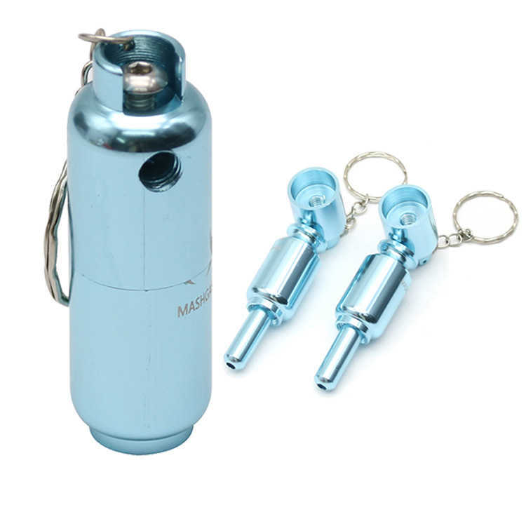 

Smoking pipes gas tank Cigarette Mill with key chain mini metal aluminum alloy small pipes Tobacco set gift