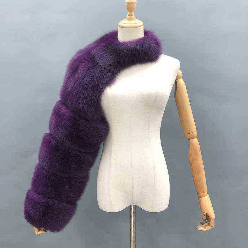 

2022 New Fashion Fox Fur Coat Women Sleeve Luxury Single Sleeve Y1228, Purple