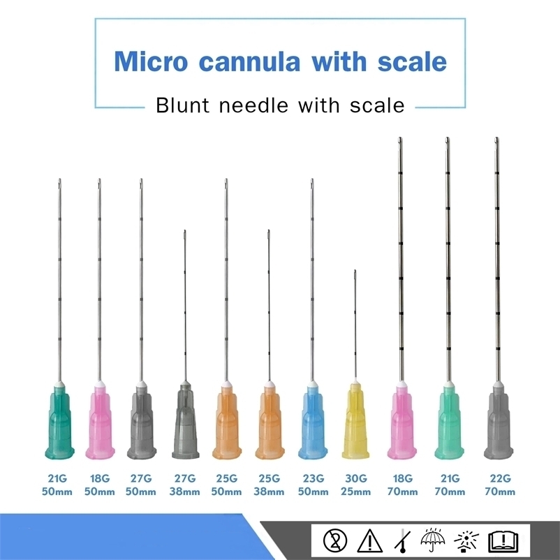

Tattoo Needles Micro Cannula Injection Meso Nano 18G 21G 22G 23G 25G 27G 30G Uric Acid Filling Blunt Beauty Whitening 221018