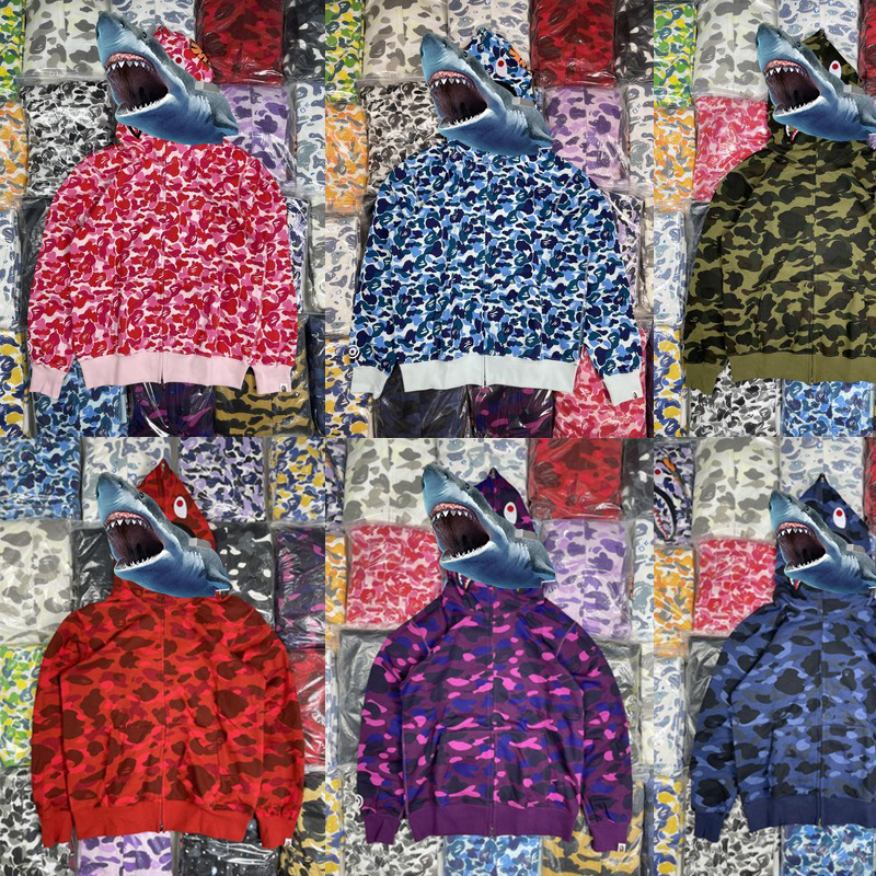 

ABC Camo Shark Full Zip Hoodie Pink Green Black Autumn Fall Winter Fashion Designer hoodies Street hoody Bapesta Baep hoodys Mens Casual sweaters sweatshirts jacket