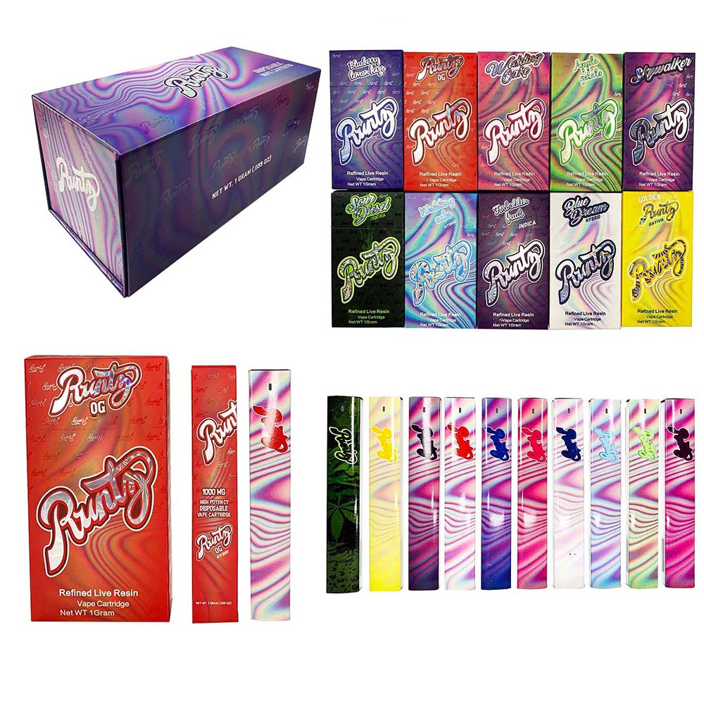 

Runtz Disposable Vape Pens 280mah Rechargeable Battery 1.0ml Empty Vaporizer Pods Ceramic Coil Cartridges E cigarettes carts with packaging 10 flavors
