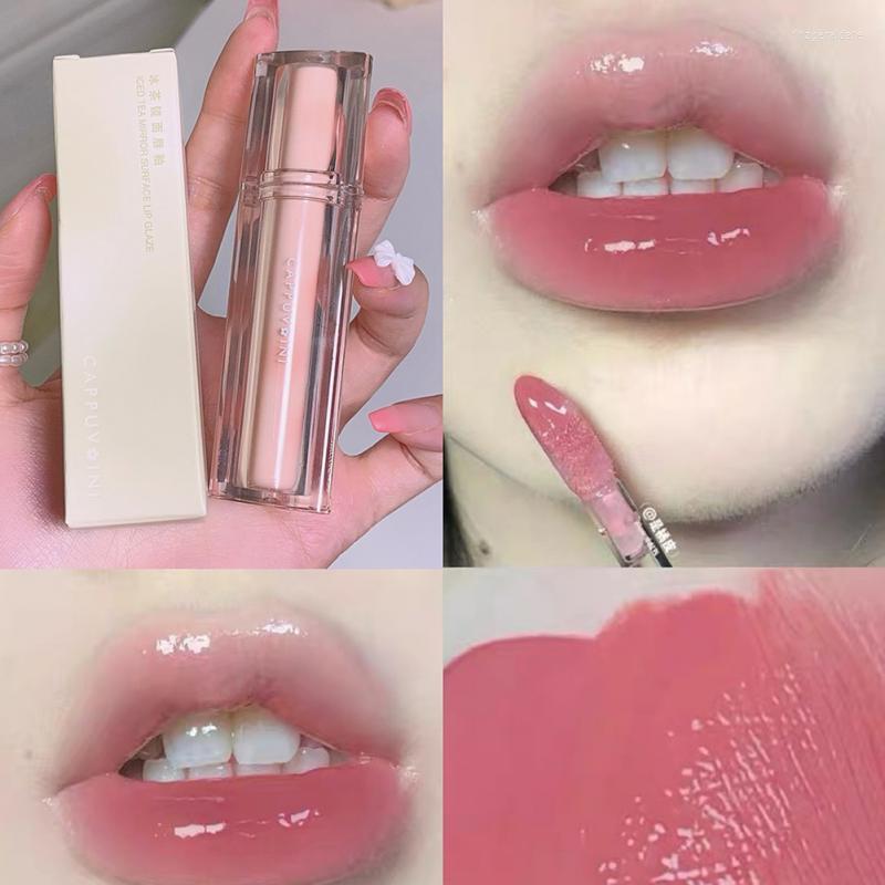 

Lip Gloss 8-Color Ice Tea Mirror Glaze High Moisturizing Sexy Red Tint Lipstick Makeup Long Lasting Lipgloss Korean Cosmetic, 01