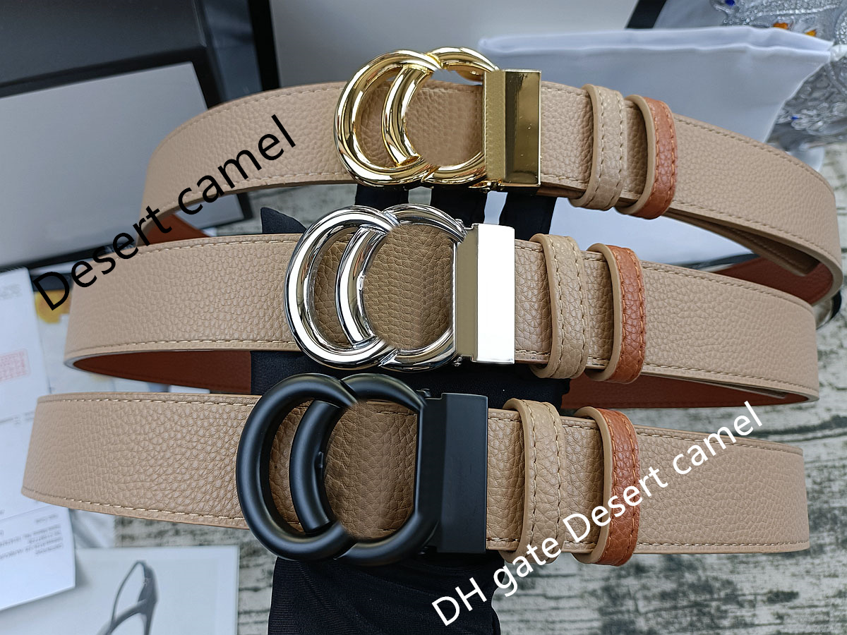 

5A fashion designer belts gold double letter belt lychee grain pure cow leather men's women's belt 4.0cm dust-proof cloth card large gift box rope handbag, Belts+box