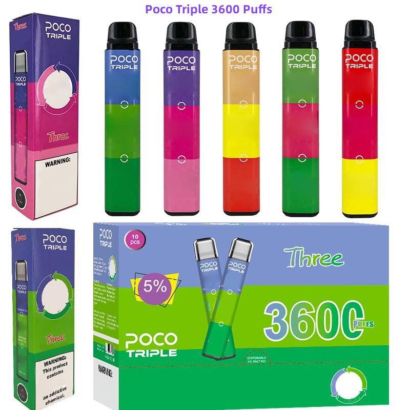 

Original Disposable Vape Device electronic cigarette POCO Triple 3600 Puffs Rechargeable Battery 3 IN 1 Prefilled Cartridge Pods Vape Stick Pen
