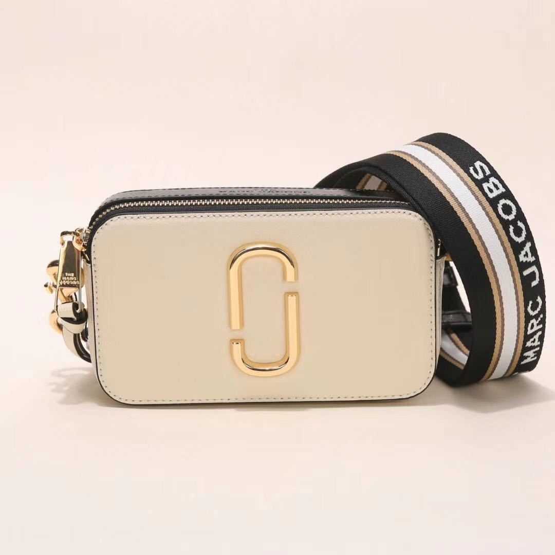 

Designer Bags Snapshot Marc's Jacob multicolor Handbags Camera Luxury Leather crossbody bag color shoulder strap fashion brand, Creamy-white