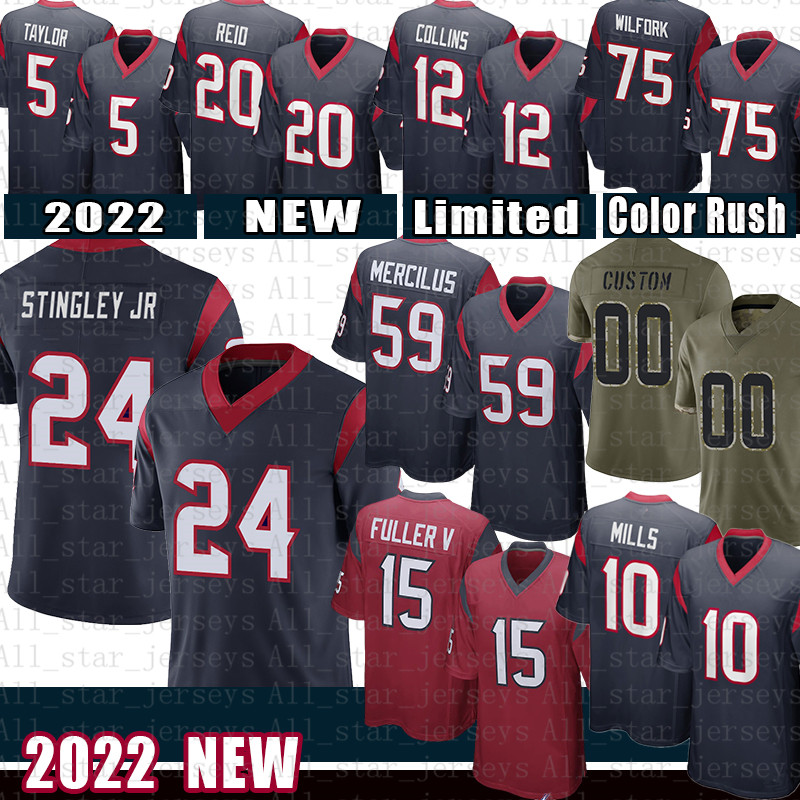 

24 Derek Stingley Jr. 10 Davis Mills Football Jersey Roy Lopez Kendall Sheffield Tavierre Thomas Nico Collins Rex Burkhead Isaac Yiadom Mario Addison Jimmy Morrissey, Women size s-xxl(dzr)