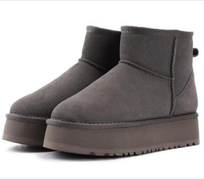 Women's Fashion Ankle Snow Boots Classic Designer Chestnut Fluffy Fur Booties Genuine Suede Leather