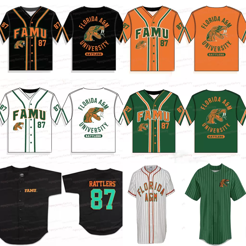 

College wear Florida A&M University FAMU Baseball Jersey Men Women Youth Baseball Jerseys Any Name And Number Double Stitched, Black