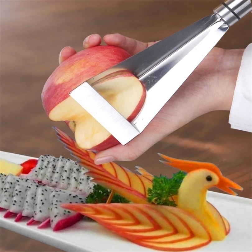 

Fruit Vegetable Tools Stainless Steel Fruit Carving Knife Triangular Shape Vegetable Knife Slicer Fruit Platter Nonslip Carving Blade Kitchen Tool 221018