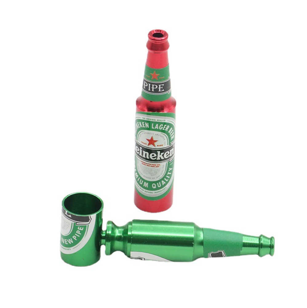 

2.7 Inch Smoking Metal Pipe Glossy Beer Bottle Shaped Cool Tobacco Hand Pipes