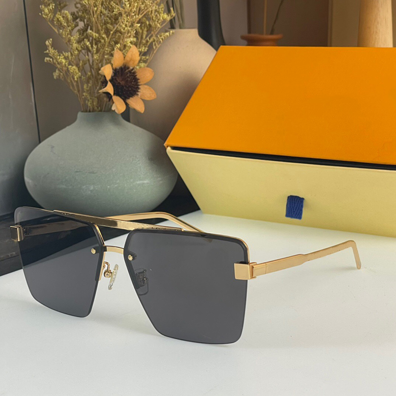 Ash sunglasses rimless square S-lock hinges Metallic double bridge Engraved Monogram pattern eyeglasses Z1836U Gold-color hardware frame designer-image-810918660