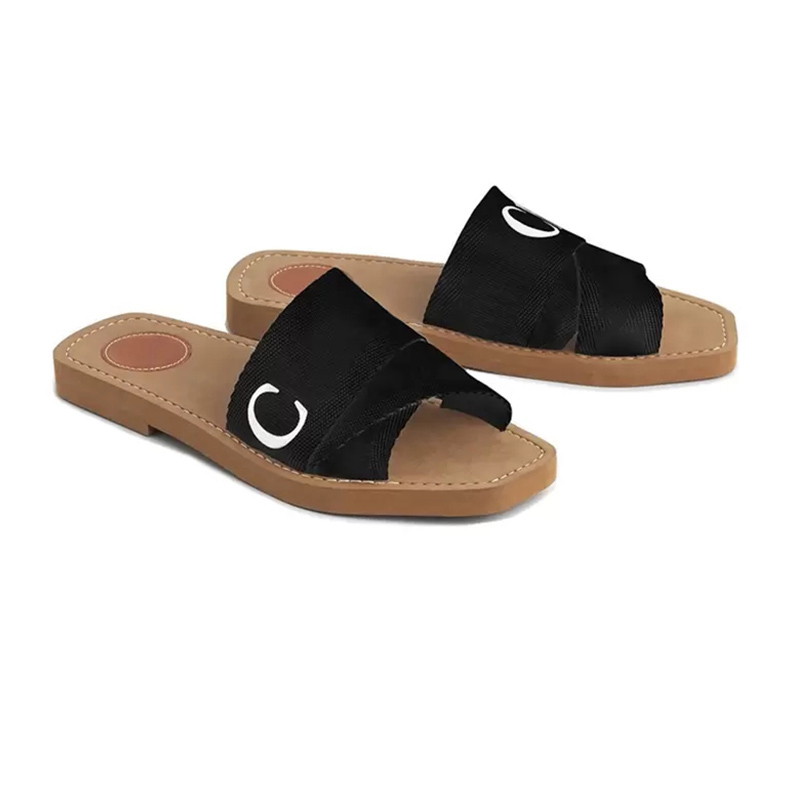 

Designer Sandals Womens Printed Canvas Slippers Woody Mules Wedge Multicolour Mule Black Sandal Slides High Heel Thick Bottoms Lady Platform Espadrilles Slide, A1